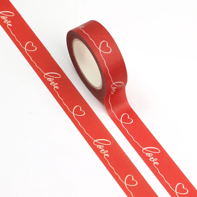 2022 New 1PC 15mm*10m Decorative Valentine Red Love and Heart Washi Tape Scrapbooking Masking Tape Office mask washi tape