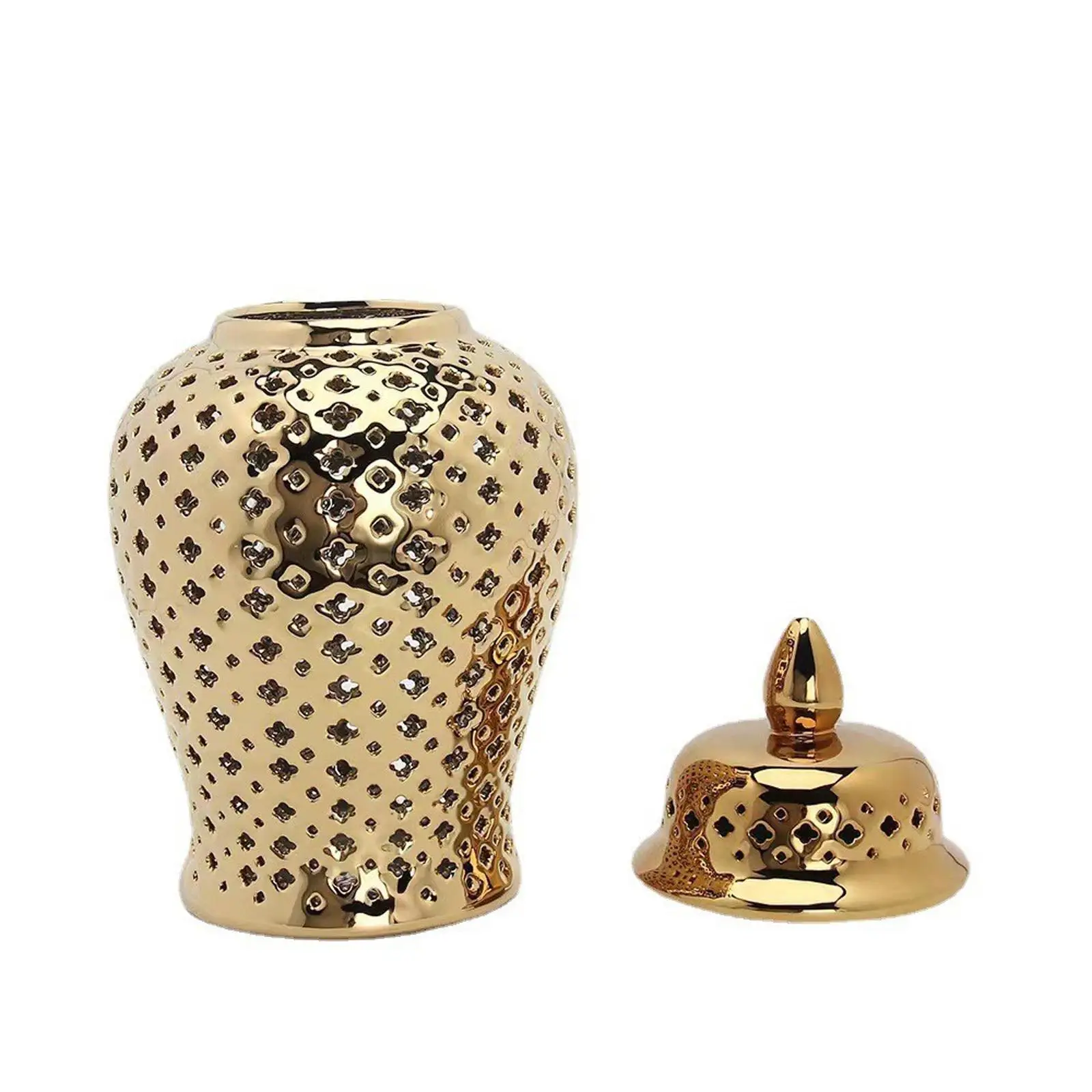 Ceramic Pierced Ginger Jar Storage Jar Vase 10x22cm for Weddings, Party, Home
