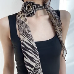 Luxury Floral Print Silk Square Scarf Women Soft Satin Kerchief Hairband Neckerchief Head Hijab Lady Headband Foulard Bag Ribbon