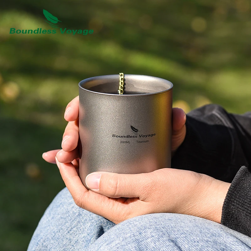 Boundless Voyage Titanium Water Cup Double Wall Coffee Mug Outdoor Camping Hiking Backpacking Drinkware Mug 120/180/300/450ml