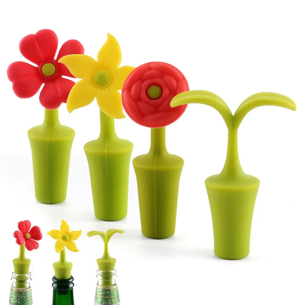 New Silicone Wine Bottle Stopper Flower Type Leak Proof Beer Cap Stopper Durable Wine Bar Accessories Bottle Sealer Stoppers view 5