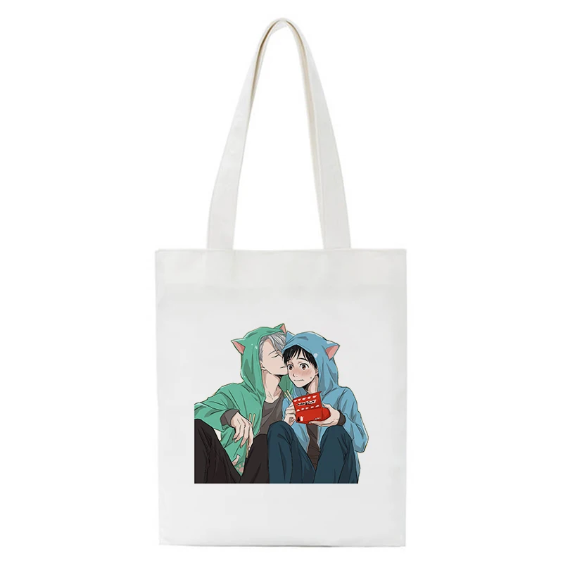 Kawaii Shopping Bag Yuri On Ice BL Yaoi Tote Bag Anime Manga Shopper borse borse a tracolla borsa donna elegante borsa di tela