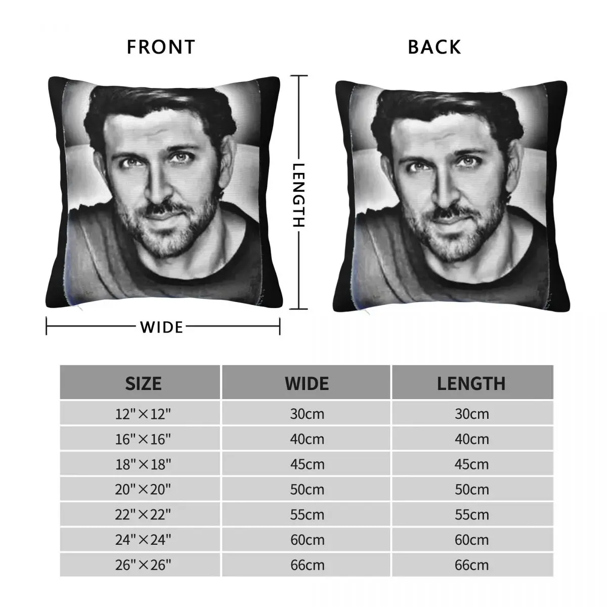 Hrithik Roshan Actor Square Pillowcase Polyester Linen Velvet Pattern Zip Decor Home Cushion Cover