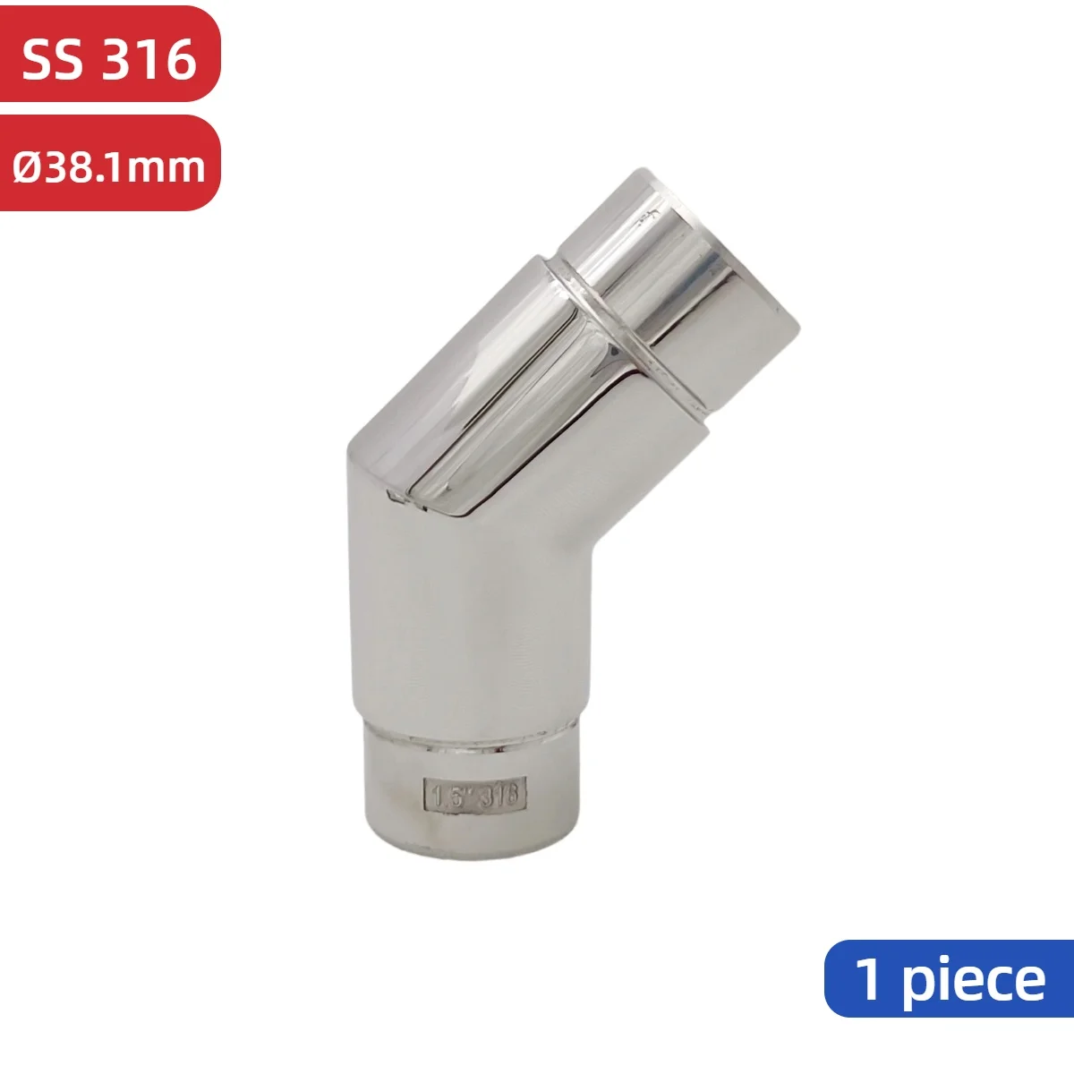 135 Degree Handrail Corner Elbow 316 Stainless Steel Flush Joiner Mirror Polished for 38.1mm Stair Railing