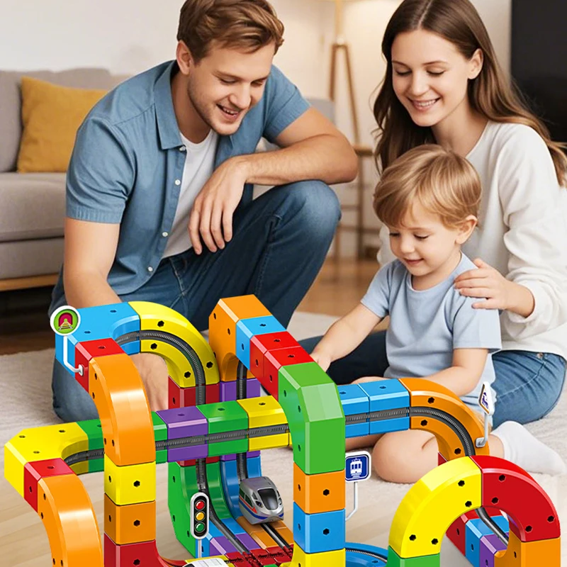 ألعاب مكعب السيارة السكك الحديدية السحرية للأطفال يمكنك صنعها بنفسك تجميع قطار المسار الإلكتروني السحري لعبة تعليمية للأطفال هدية عيد الميلاد #5