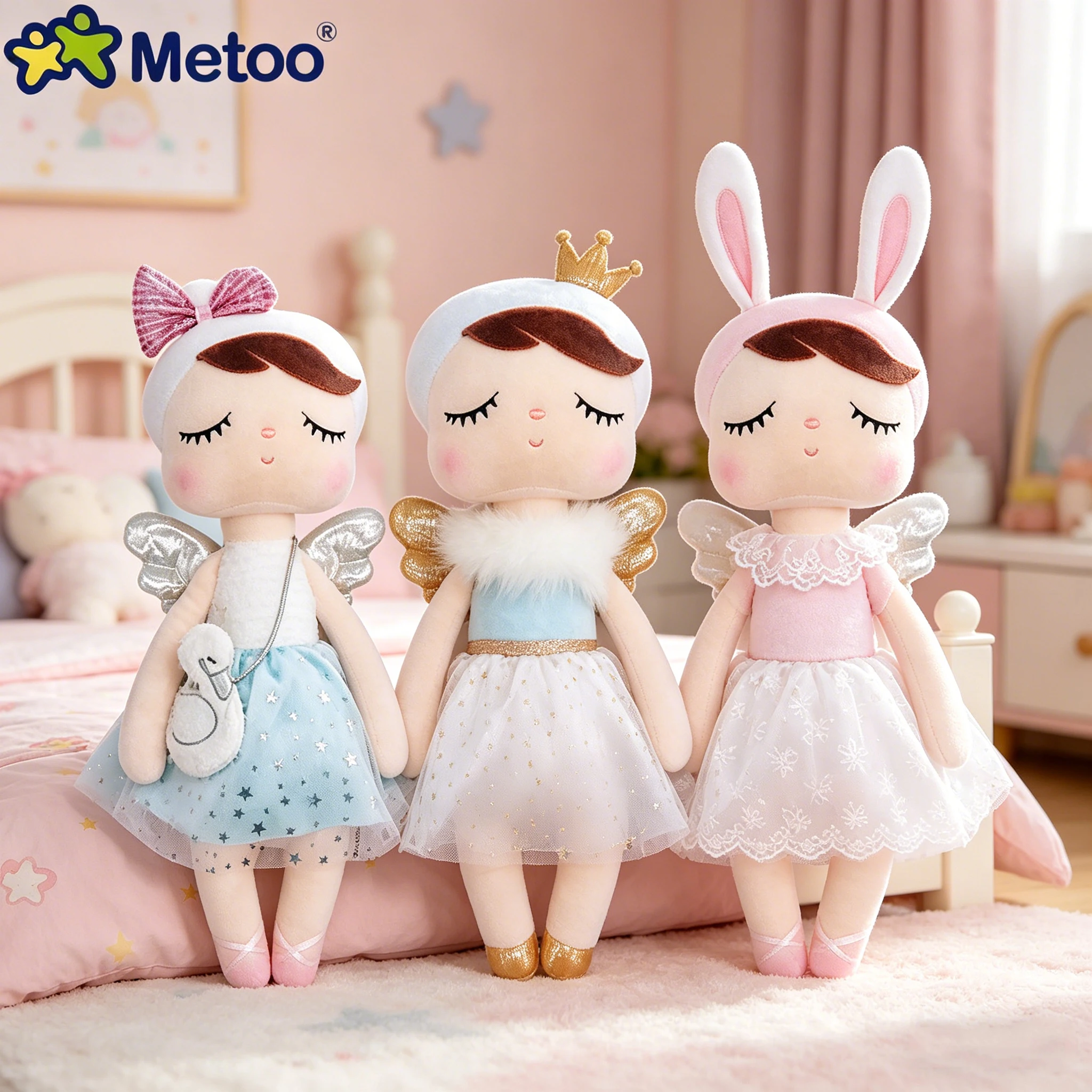 34cm Original Metoo Angela Rabbit Plush Doll Soft Stuffed Animal Toy for Kids Baby Girl Appease Sleeping Pillow Birthday Gift