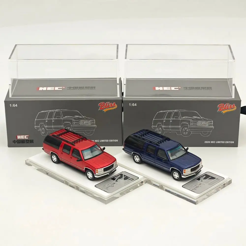 Bliss 1:64 GMC Suburban GMT400 HEC Beijing SUV Sports Model Diecast Car Miniature Limited Collection Toy Vehicle Models