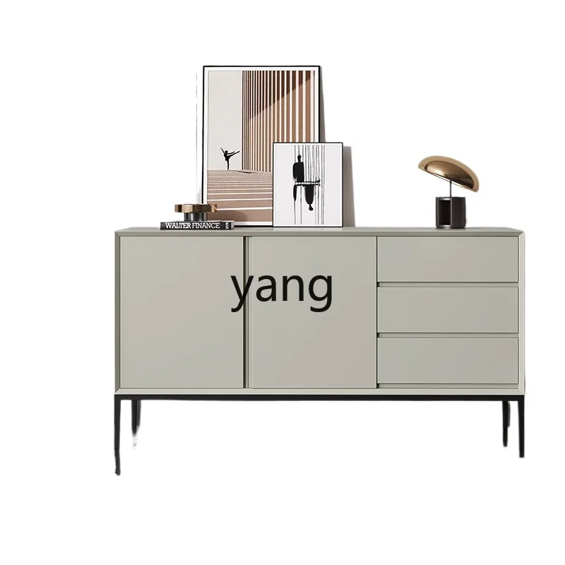 Yjq Minimalist Paint Sideboard Cabinet Light Luxury Overall High Leg Living Room Modern about Solid Wood Storage Decoration