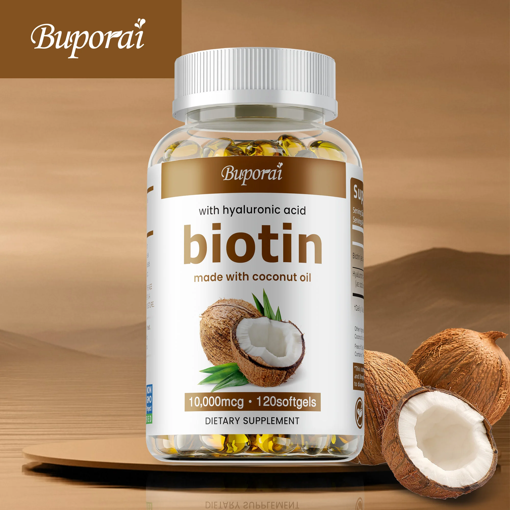 

Biotin with Hyaluronic Acid - Improves Absorption, Hydrates Skin, Soothes Joints, Promotes Healthy Hair, Skin and Nails