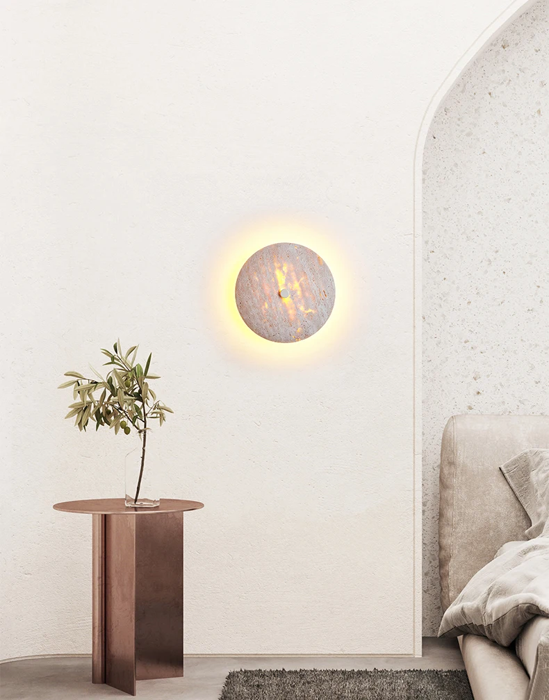 Art Round Natural Stone LED Wall Lamp