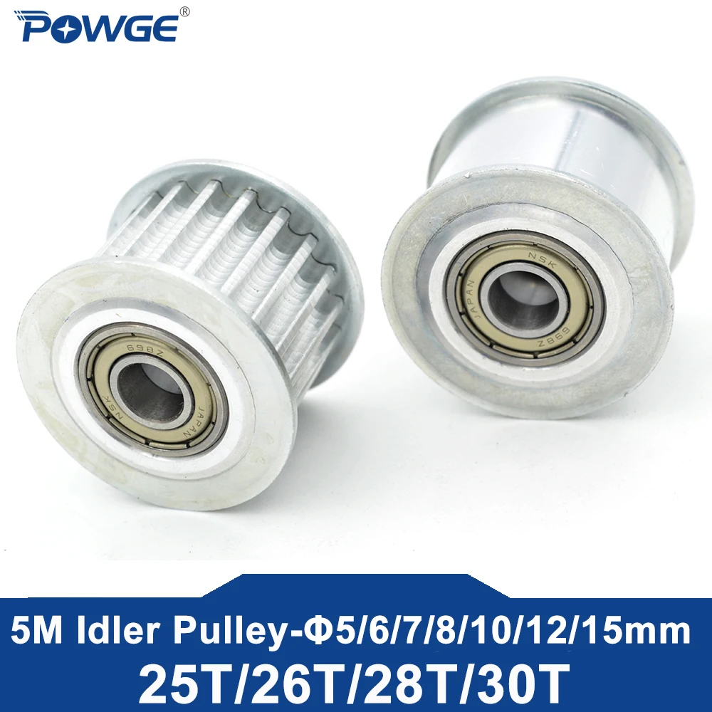 POWGE 25 26 28 30 Teeth HTD 5M idler Timing Pulley Bore 5/6/7/8/10/12/15/17mm for HTD5M Belt Width 10/15/20/15MM 25T 26T 28T 30T