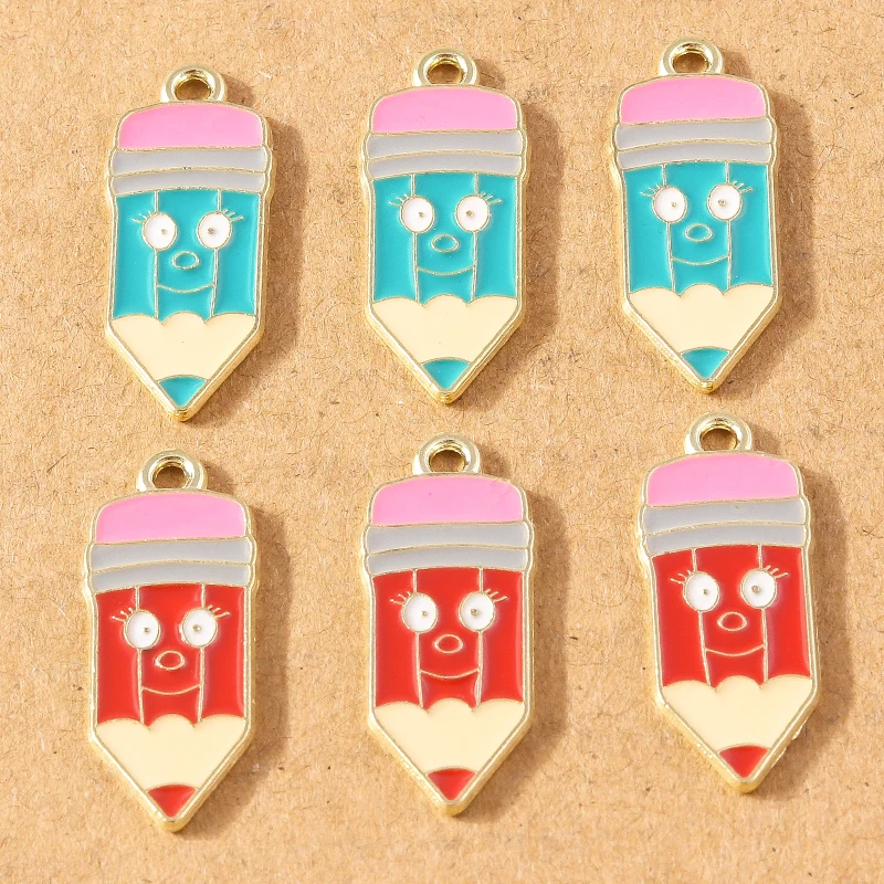 10 Pcs Enamel Pencil Mortarboard Pendants Charms for Jewelry Making Necklace Earrings Bracelet DIY Graduation Accessories