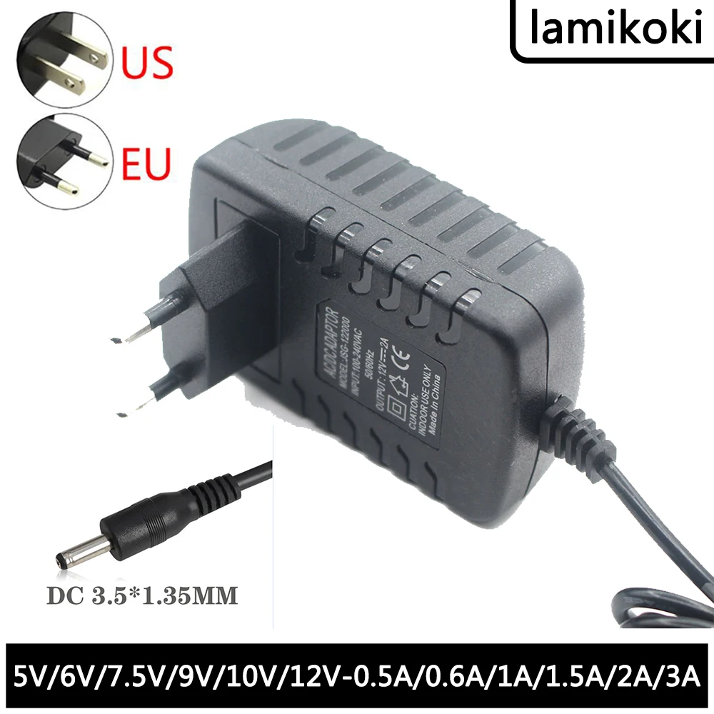 3.5*1.35mm 5V 6V 7.5V 9V 10V 12V 500MA 600MA 1A 1.5A 2A 3A Power Adapter