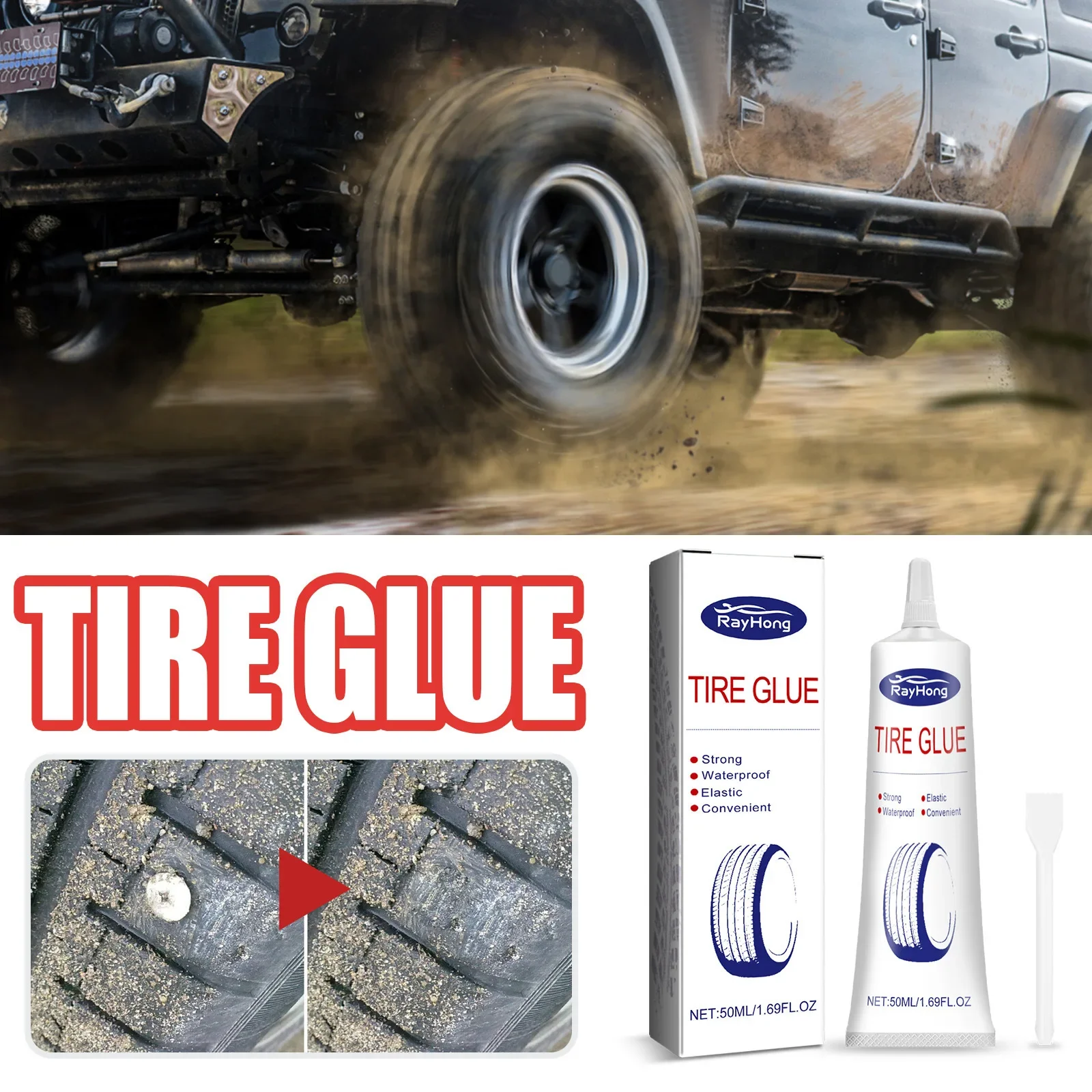 Tire Repair Adhesive for Repairing Car Tire Side Cracks and Scratches, Soft Repair Adhesive