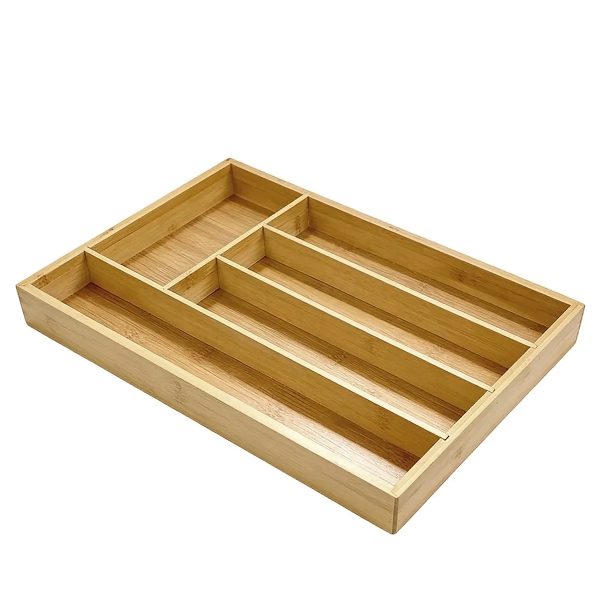 【TODAY-BUY】~@ Bamboo Drawer Silverware Kitchen Knives Storage Box Desktop Organizer Tool for Cutlery Stationery Storage Solution
