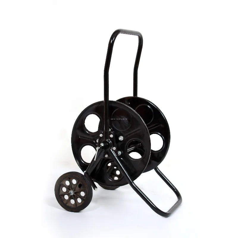 Steel wheeled hose reel, adjustable, corrosion resistant, flexible joint size for commercial window cleaning