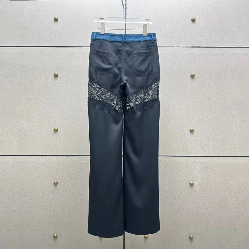 Nothing jeans, lace patchwork wide-leg pants, stylish sexy pants, high quality, autumn, new, 2024y2k