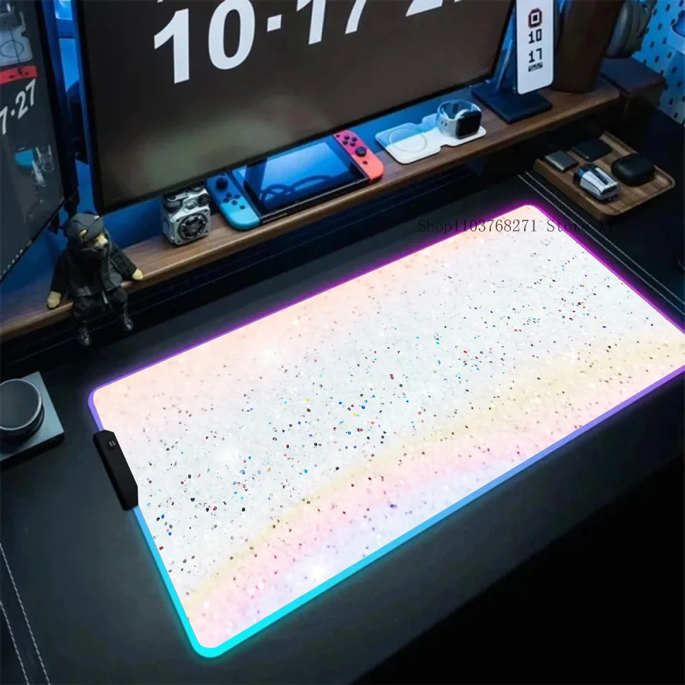 Elegante glitter en textuur muismat XXL RGB gaming muismatten HD zwarte gameraccessoires grote LED