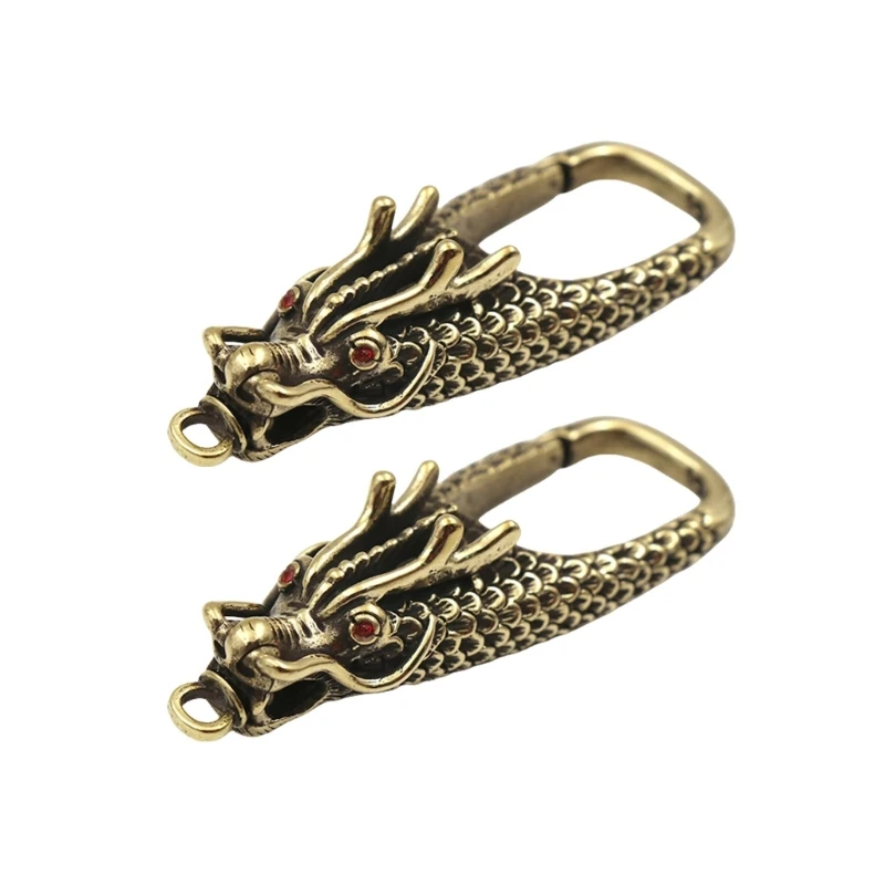 2PCS Elegant Brass Dragon Key Holder Multipurpose Carabiner Stylish Bag Pendant Accessories Handmade Jewelry Component NM