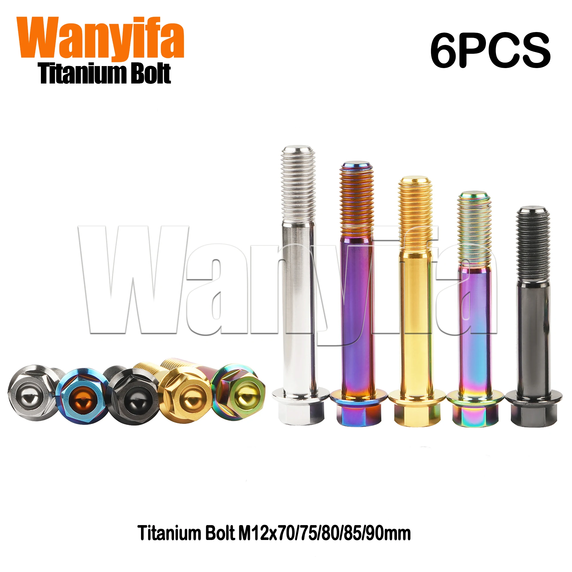 

Wanyifa Motorcycle Bolts M12x70/75/80/85/90mm Titanium Alloy Hex Thread Screws Parts for Fastening Pitch：1.25mm