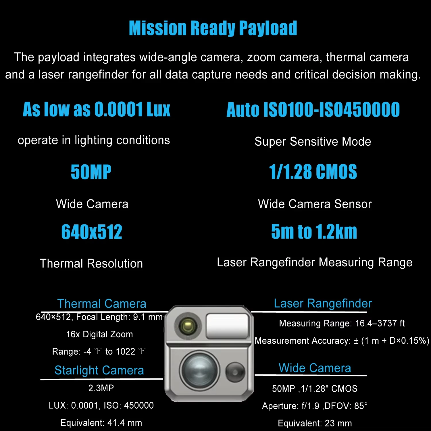 Autel Robotica EVO Max 4N 720 °   Telecamera per visione notturna per evitare ostacoli Imaging termico professionale Starlight Night Vision Dronee