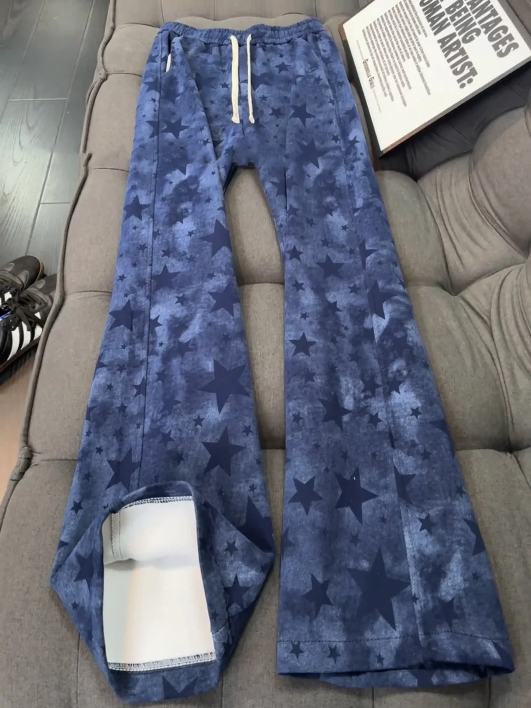

Мужские брюки-карго свободного кроя в американском стиле, синие, с принтом в виде пятиконечной звезды, повседневные брюки, весенние спортивные брюки свободного кроя