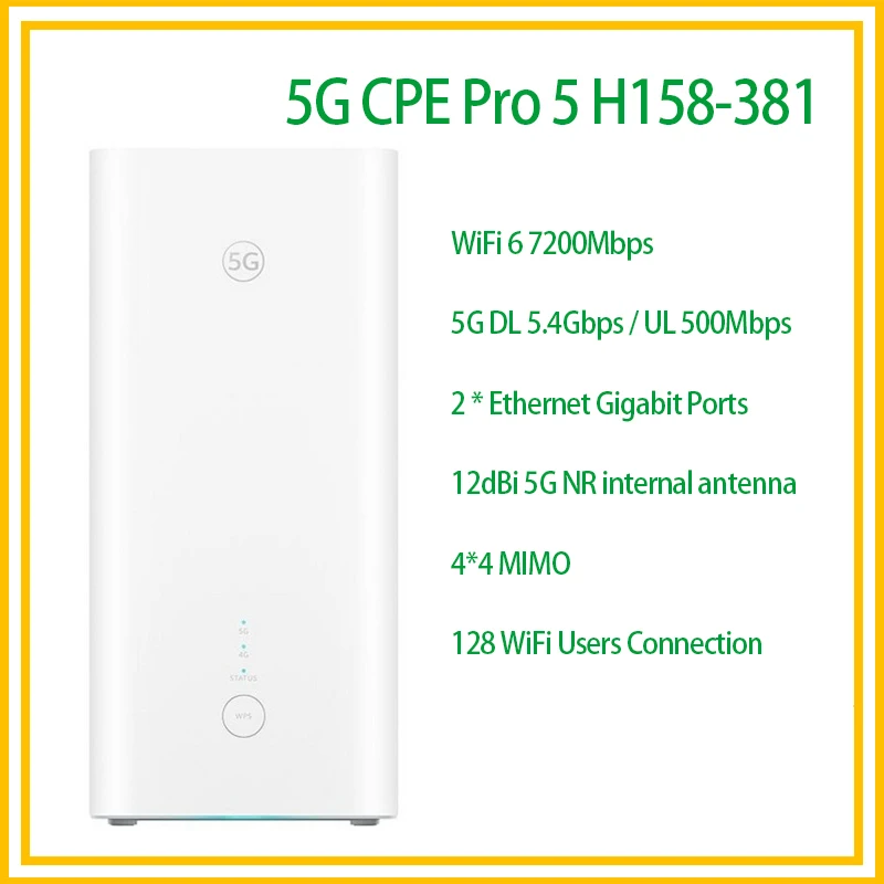 Unlocked Brovi 5G CPE H158-381 WiFi 6 AX7200 Indoor Modem 5G Sim Card 4G LTE Cat20 WiFi Router