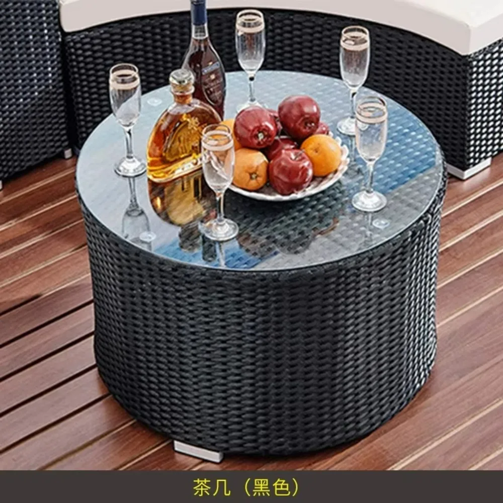 فعالة من حيث التكلفة منحني في الهواء الطلق مجموعة مضفر PE الخوص الروطان التصميم الحديث مقاومة الطقس سبائك الألومنيوم الإطار حديقة فناء