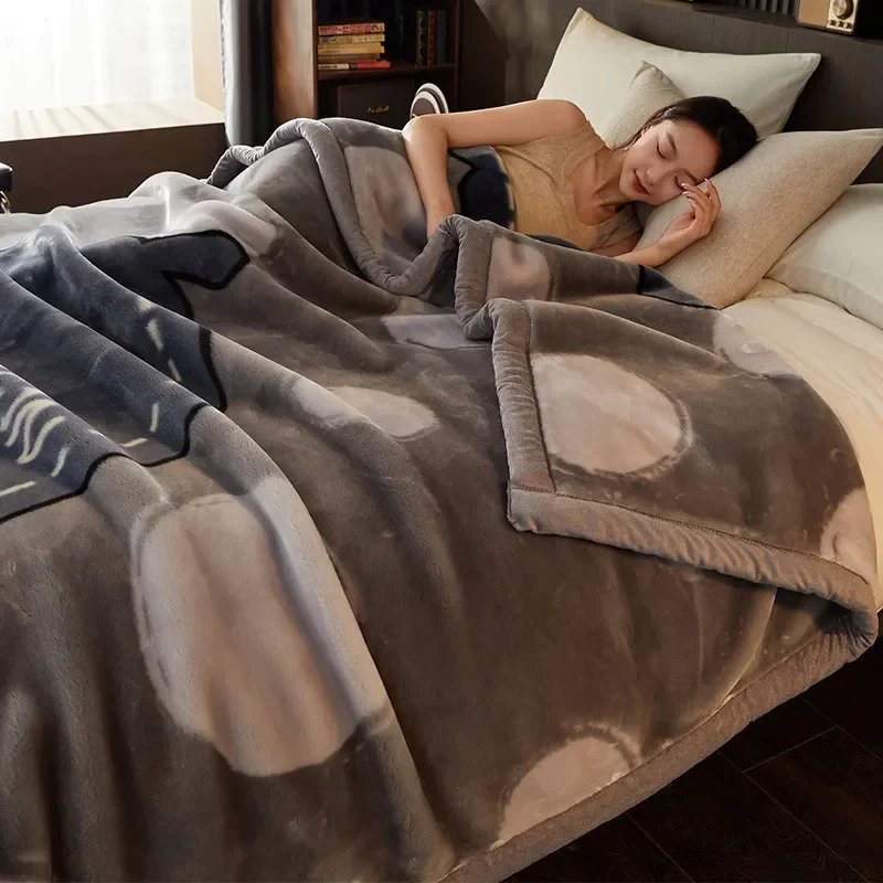 Double Layer Thick Winter Nap Blanket Added Velvet Anti-static Non Fading Camping Leisure Bedroom Bedding Holiday Gift Giving