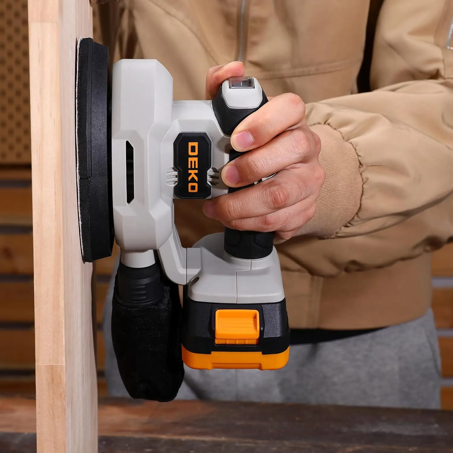 DEKO Multi-Function Mouse Sander Electric Tool with Dust Collector 3 Additional Attachments12pcs Sandpapers for Home Decoration view 5