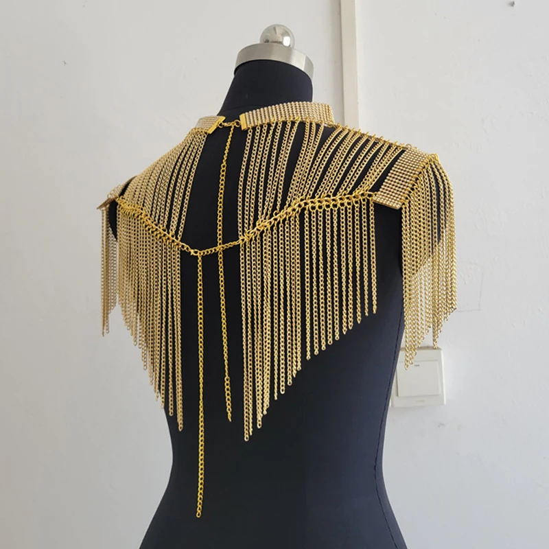Y2K Damen-Tanktop mit Quasten und Körperkette, sexy hochgeschlossene Weste für Nachtclub, Party, Festival, Schmuck-Accessoire-Outfits – Detail 7