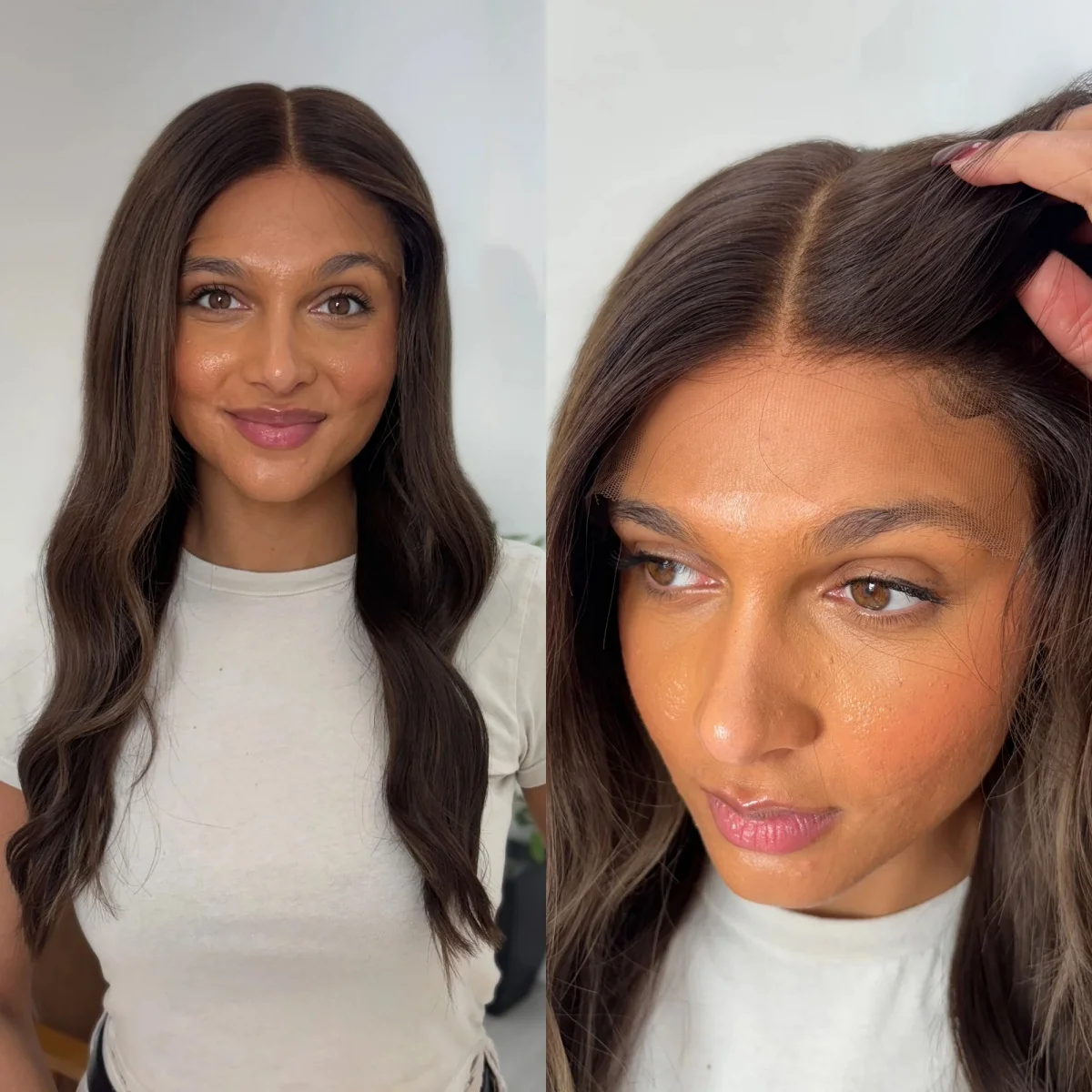 

New In Long Wave Glueless Wig 13x4Dark Brunette Highlights Synthetic Lace Front Wig Original Factory Cheap Wig On Clearance Sale