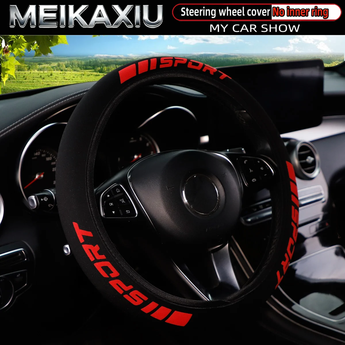 Funda deportiva para volante de coche 3D Puff, sin anillo interior, accesorio para interior de coche de mujer de 14,5-15 pulgadas