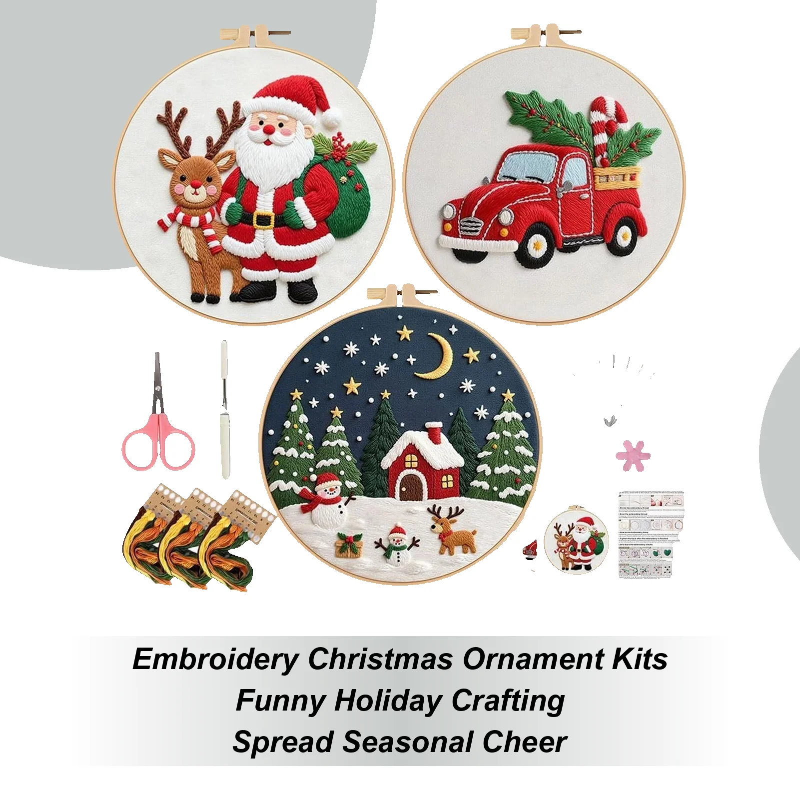 

Christmas Embroidery Kits For Beginners Festive Stamped Complete Beginners Embroidery Set Including Hoop For Women Girls Mom