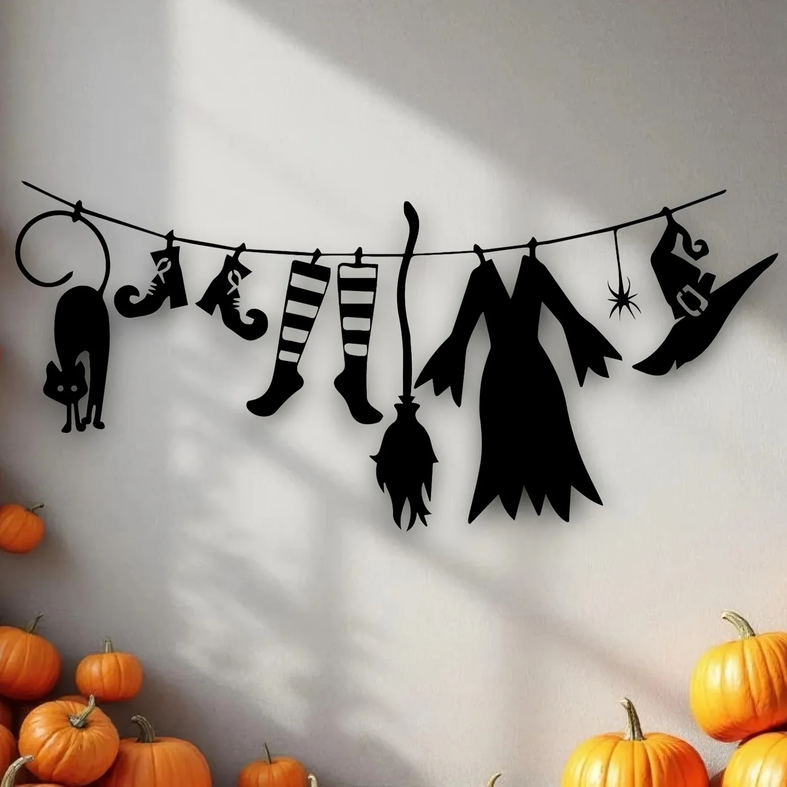 Witch Hat & Cloak Acrylic Wall Decor, Spooky Halloween Wall Art, Party Home Decoration, Christmas Holiday Ornament