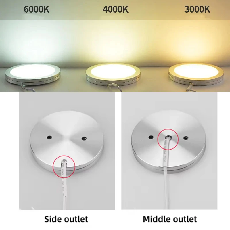 Ultra Thin Ceiling Light Dimmable Round Spot Lamp Kitchen Cabinet DC12V 3W 5W 3000K 4000K 6000K Warm White Single Colors