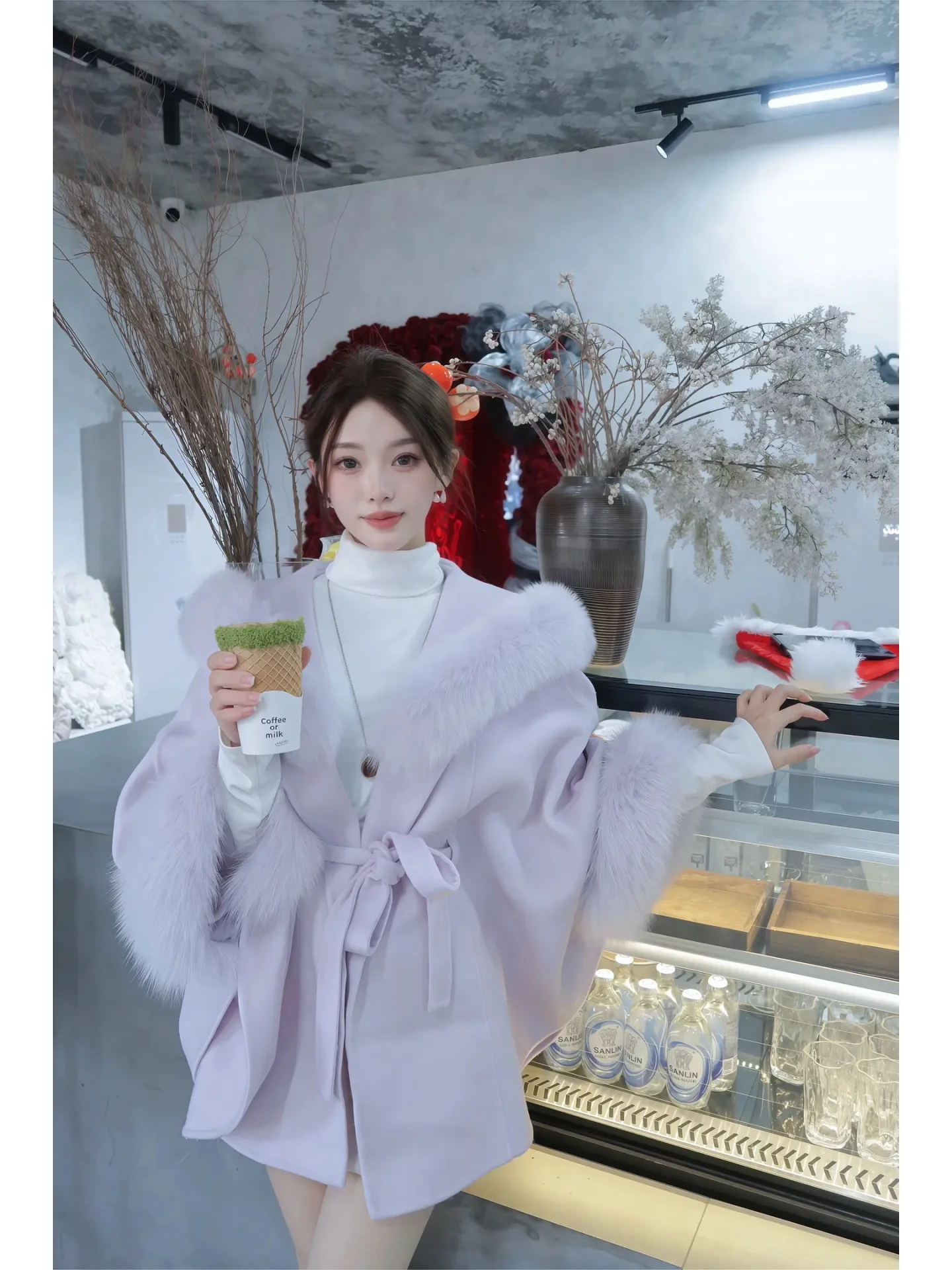 

Ele Thiened Autumn Winter Coat with Hood Sweet Sle Women's Faionable Long Sve Coat Open Front Design Warmth