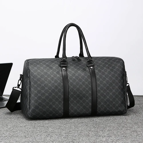 Bolso de viaje negro para hombre, bolso de equipaje de viaje de negocios de gran capacidad, bolso clásico impreso de cuerpo completo, bolsos de hombro para hombre