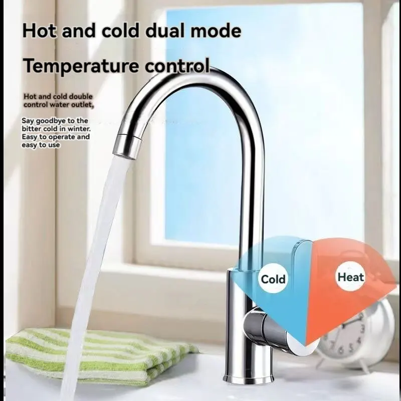 All copper kitchen faucet Hot and cold sink wash basin two in one sink all copper single cooling stainless steel faucet