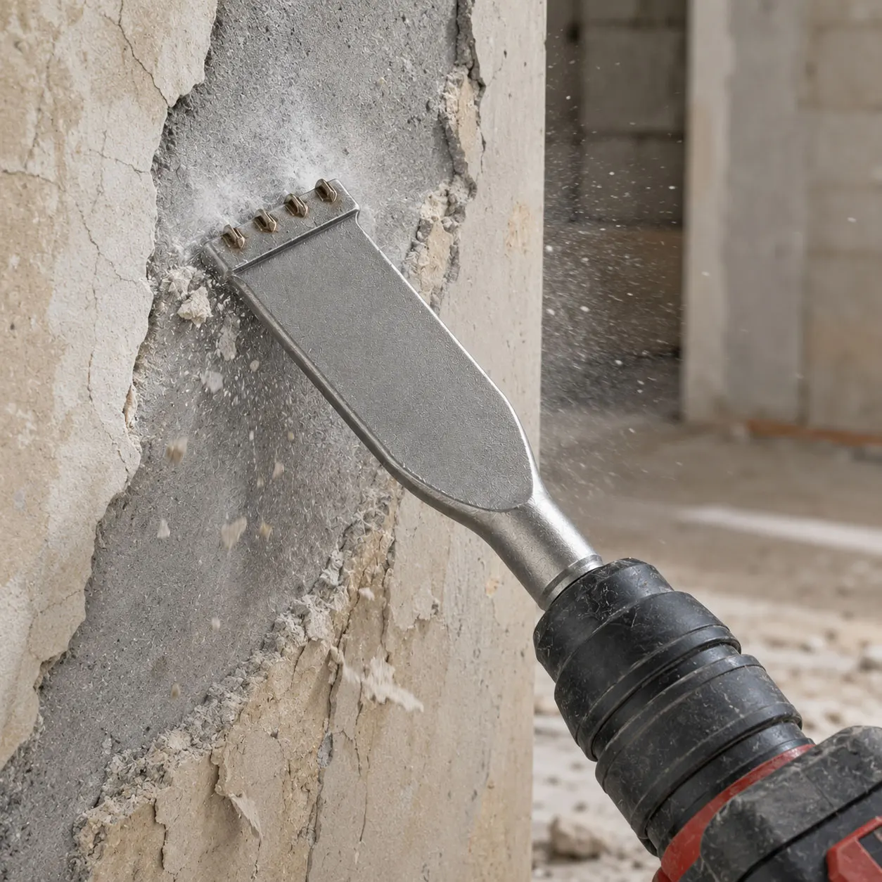 Electric Hammer 4 Teeth Alloy Chisel SDS Plus Round Shank Flat Chisel For Concrete Wall Tile Stone Demolition And Chipping