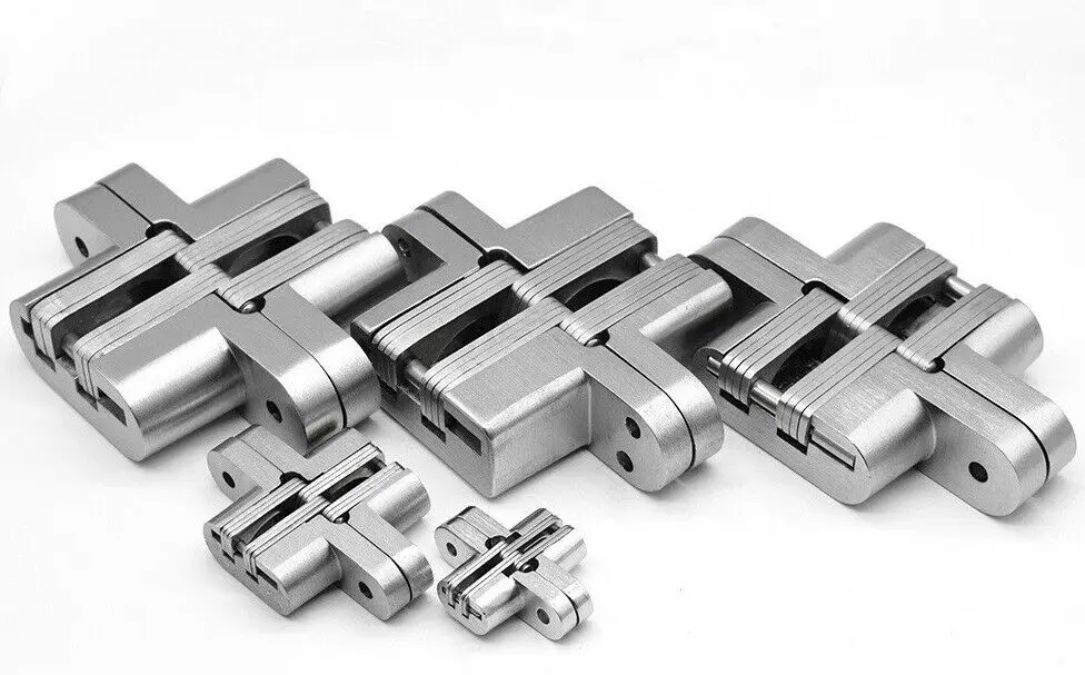 1pcs Stainless Steel Hidden Hinge 304 Silent Close Invisible Mounting Concealed Cross Door Hinge Folding Door Window Furniture