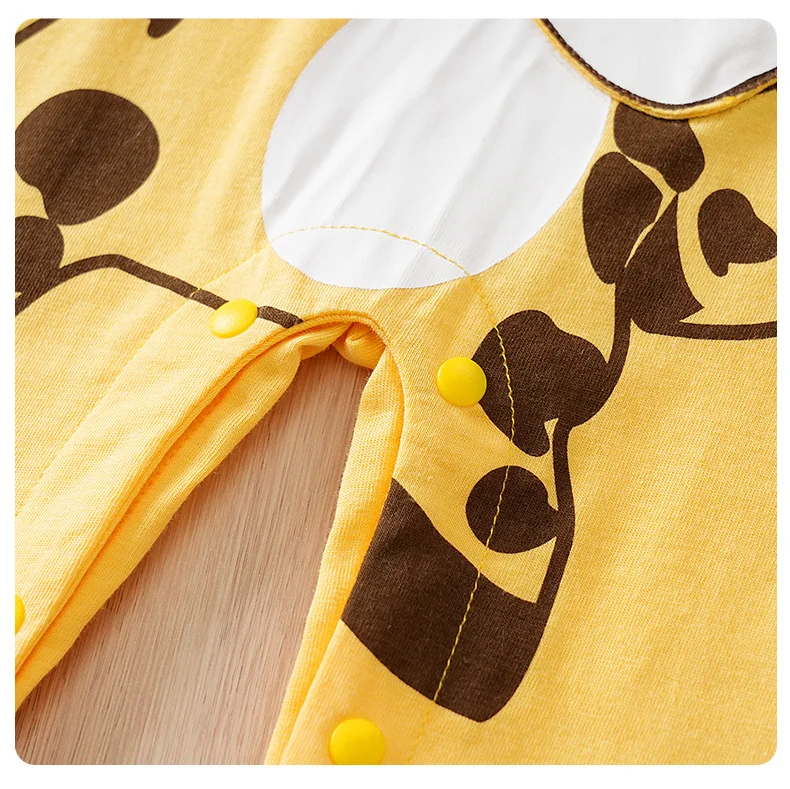 Newborn Baby Rompers Elephant & Giraffe Print Striped Long Sleeve Cotton Soft Jumpsuit Fall Winter Outfit for Toddler Boys Girls