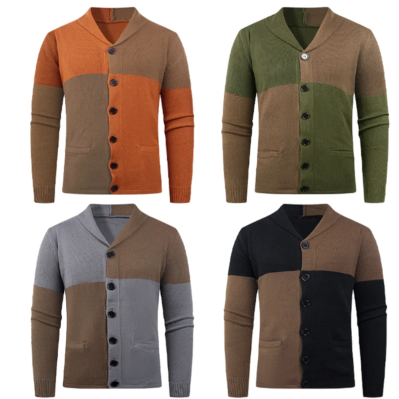الملابس الرجالية سترة قبيحة سترة أوم لوكس خمر المرقعة اللون الدافئة جيرسي Hombre محبوك البلوز البلوزات معطف الرجال