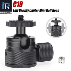 Mini Ball Head-INNOREL C19 CNC Metal Low Profile Tripod Ballhead 360° Pan 90° Tilt Maxload 3kg for Phone/DLSR Camera/Mini Holder