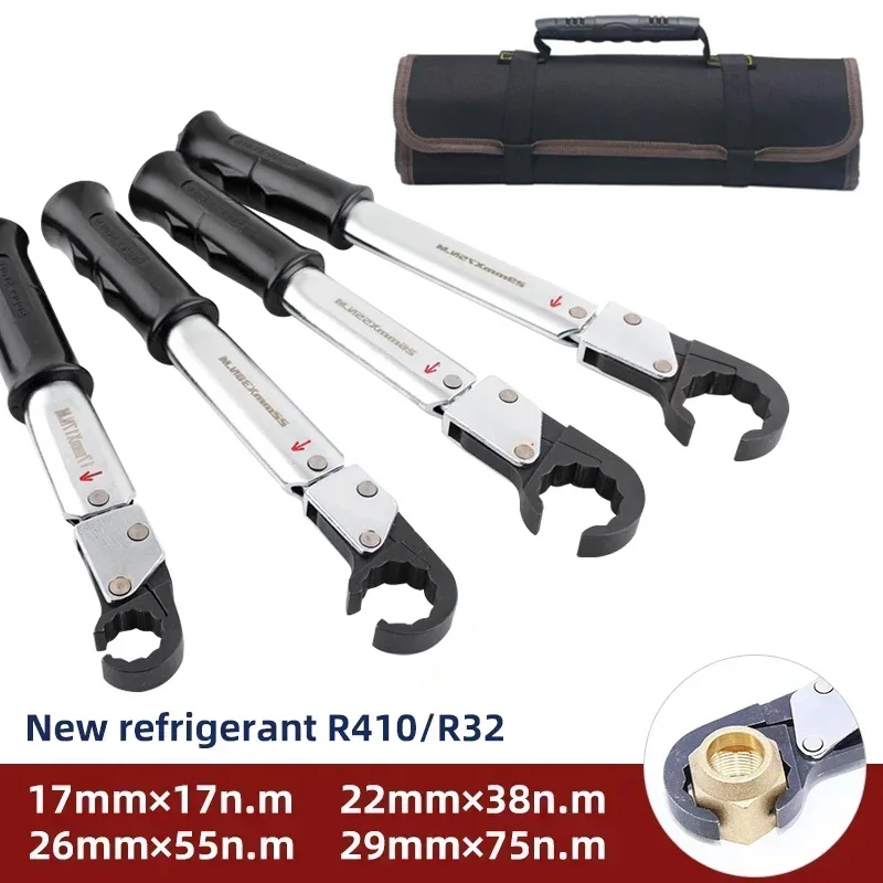 Open End Wrench Copper Cap Bell Mouth Tool 17mm 22mm 26mm 29mm Ratchet Torque Wrench Combination Air Conditioning Repair Tool