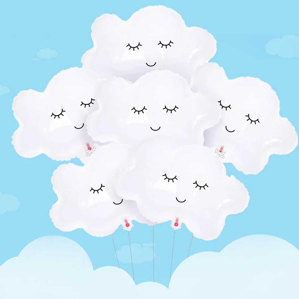2/4/6 قطعة الوجه المبتسم سحابة بيضاء مايلر احباط بالونات لطيف على شكل بالونات الاطفال استحمام الطفل حفلة عيد ميلاد زينة لوازم #1