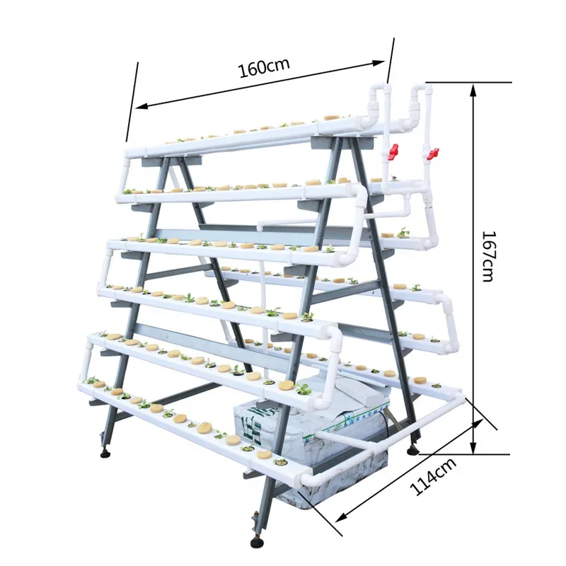 168 Holes Multi Span Greenhouses Vertical NFT Hydroponic Systems For Lettuce