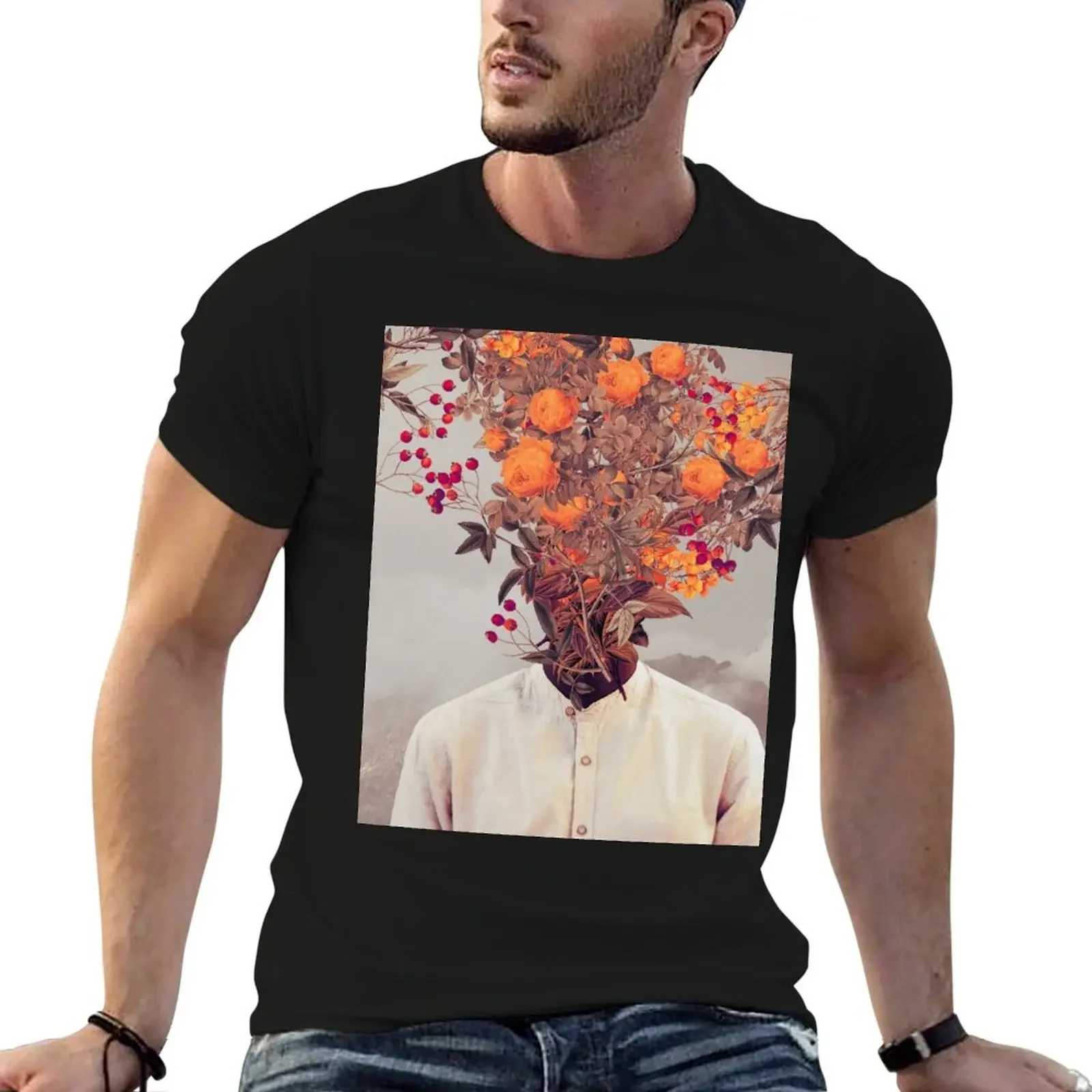 Bright Bloom T-Shirt oversized quick drying plus sizes heavyweights shirts men