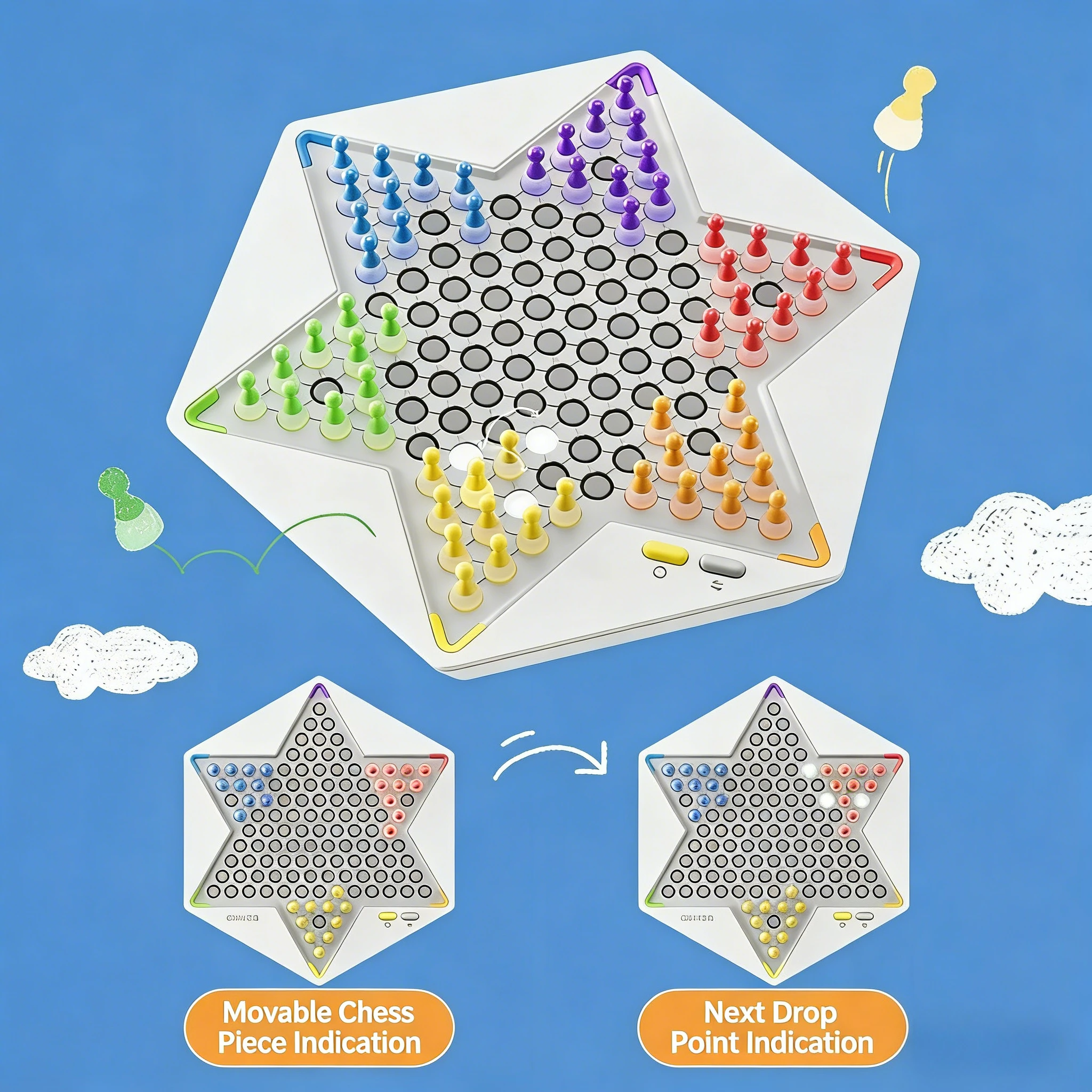 Super Checkers - AI Smart Board Game Brain Teaser Tabletop Game for Intellectual Development Family Entertainment