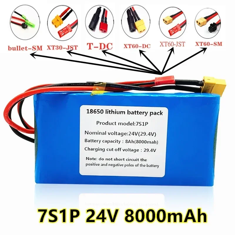 100% New 7s1p 24V 8000mah Lithium Ion Battery Pack Is Suitable For Scooter Toy Bicycle With Built-in BMS